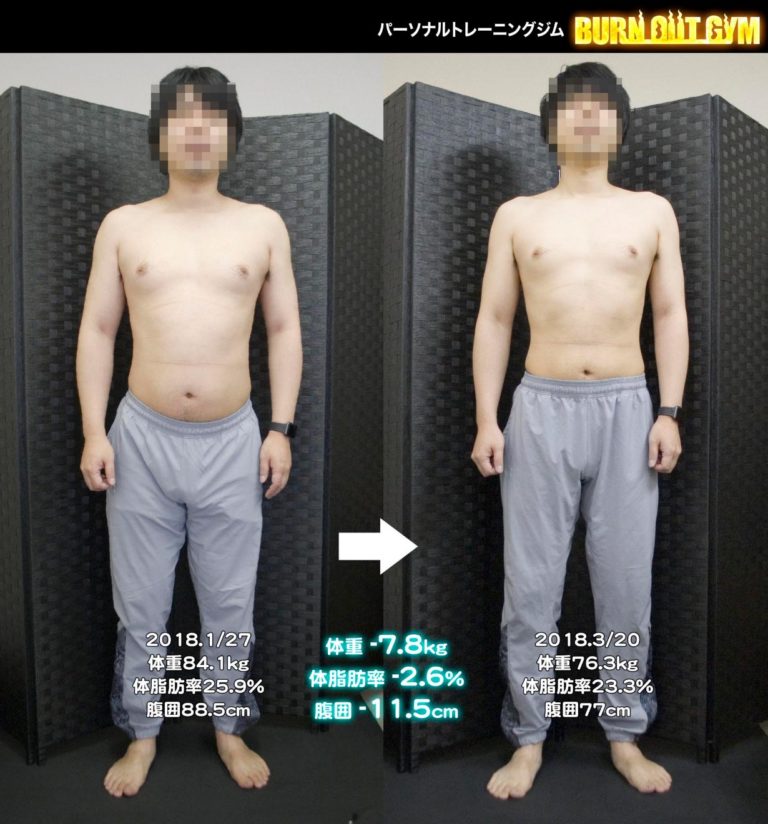 40代男性170cm台の事例 パーソナルトレーニング・ダイエットジム BURN OUT GYM（バーンアウトジム）